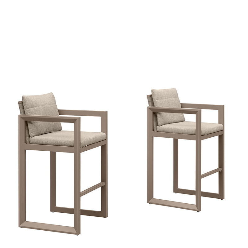 PURPLE LEAF Caesar Outdoor Bar Stools Set of 2 Modern Aluminum Barstools with Stainless Removable Cushion Patio Bar Stool for Kitchen Outside Island Backyard