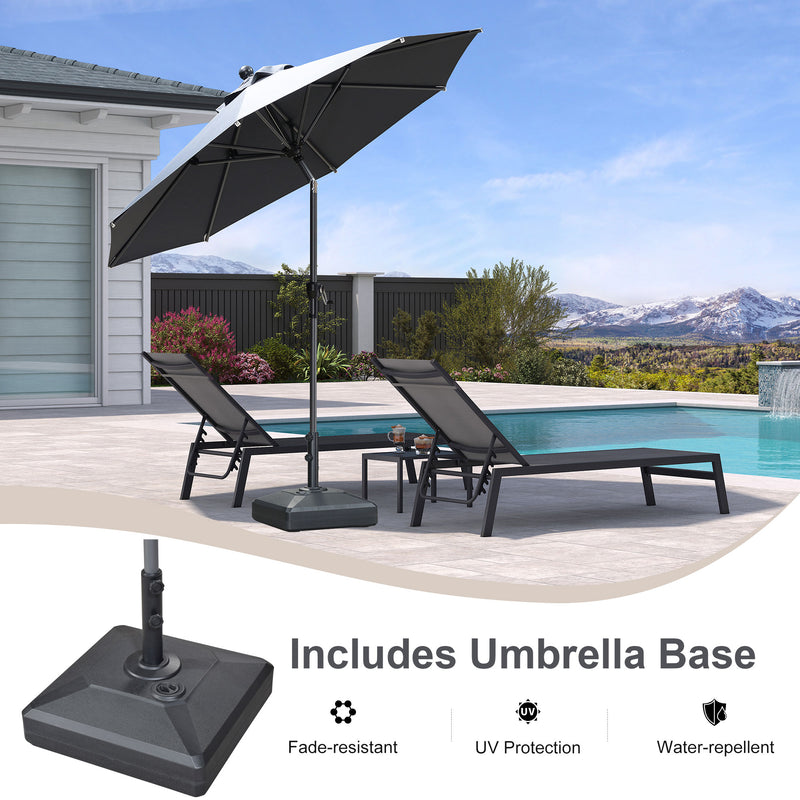 PURPLE LEAF Crank and Tilt Rectangular Outdoor Patio Market Umbrella with Base