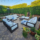 PURPLE LEAF Caesar Enclosed Patio Conversation Set with Bronze Cushion Pillows for Porch Garden