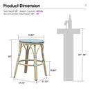 PURPLE LEAF Patio French Round Counter Stool Set of 2 Rattan Backless Stackable Barstools Aluminum Frame Footrest with Woven Wicker for Outdoor Kitchen Yard