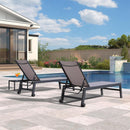 PURPLE LEAF Patio Chaise Lounge Textilene Pool with Wheels Sunbathing Chair for Outdoor, Beach, Yard, Side Table Included