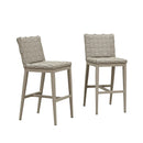 PURPLE LEAF Outdoor Counter Height Stools Set of 2, PU Leather Patio Bar Set with Aluminum Frame, Bar Chairs for Poolside, Garden, Kitchen Island