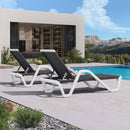 PURPLE LEAF Patio Chaise Lounge Plastic Pool Outdoor Lounge Chair with Aluminum Frame Stackable Patio Tanning Chairs for Poolside Sunbathing Beach Deck Yard