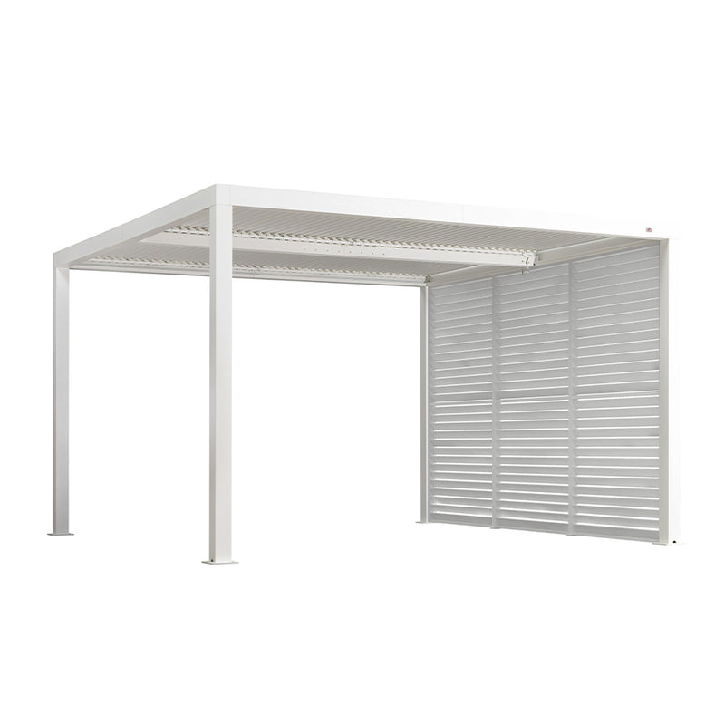 PURPLE LEAF Louvered Pergola white Outdoor Aluminum Pergola with Shutter Wall Adjustable Gazebo Rainproof for Patio Deck Garden