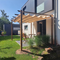 PURPLE LEAF Outdoor Retractable Pergola with Sun Shade Canopy Patio Metal Shelter for Garden Pavilion Natural Wood Grain Frame Grill Gazebo