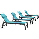 PURPLE LEAF Outdoor Lounge Chair Patio Chaise Pool Lounger Aluminum Frame with Side Table and Wheels for Outside Sunbathing Tanning Recliner Including Pillows