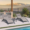 PURPLE LEAF Patio Chaise Lounge Set Outdoor Beach Pool Sunbathing Lawn Lounger Recliner Chair Outside Chairs with Side Table Included