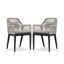 PURPLE LEAF 2 Pieces  Sunbrella Patio Dining Chairs with All-Weather Wicker Back and Comfortable Cushions for Deck, Garden, Kitchen