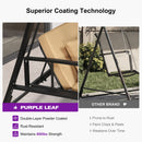 PURPLE LEAF Porch Swing with Adjustable Tilt Canopy Patio Swing with Stand and Meatl Steel Frame All-Weather Outdoor Swing Chair Seat Space-Saving for Backyard Garden Deck