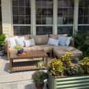 PURPLE LEAF Byron L-Shaped Modular Outdoor Sectional with Wide-Band Woven Design and Wood-Grain Aluminum Frame for Garden Patio