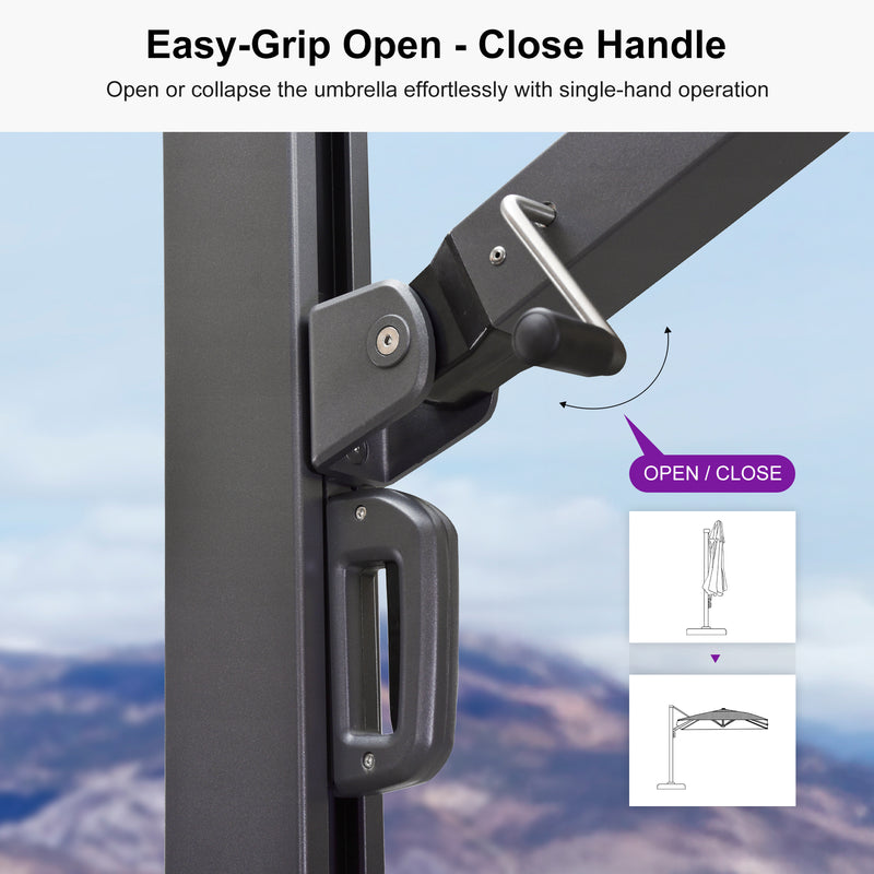 PURPLE LEAF Outdoor Sun Heavy Duty Cantilever Umbrella for Patio, Porch, Beach