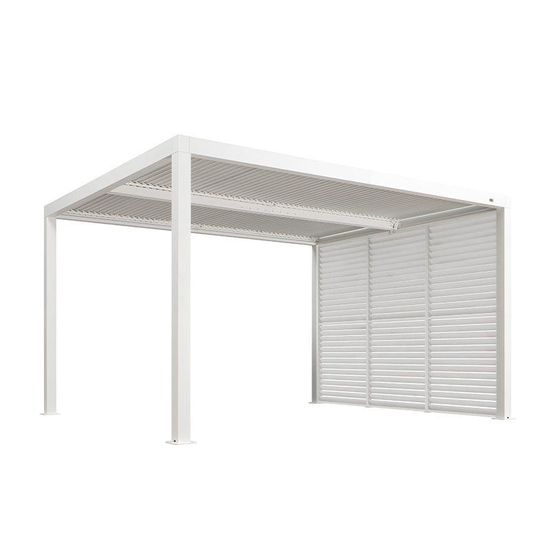 PURPLE LEAF Louvered Pergola white Outdoor Aluminum Pergola with Shutter Wall Adjustable Gazebo Rainproof for Patio Deck Garden