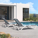 PURPLE LEAF Patio Chaise Lounge Chair Outdoor Plastic Textilene Sun Bathing Recliner Tanning Pool Lounger with 6 Adjustable Position for Outside Beach in-Pool Lawn Poolside