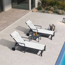 PURPLE LEAF Outdoor Lounge Chair Patio Chaise Pool Lounger Aluminum Frame with Side Table and Wheels for Outside Sunbathing Tanning Recliner Including Pillows