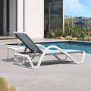 PURPLE LEAF Patio Chaise Lounge Chair Outdoor Plastic Textilene Sun Bathing Recliner Tanning Pool Lounger with 6 Adjustable Position for Outside Beach in-Pool Lawn Poolside