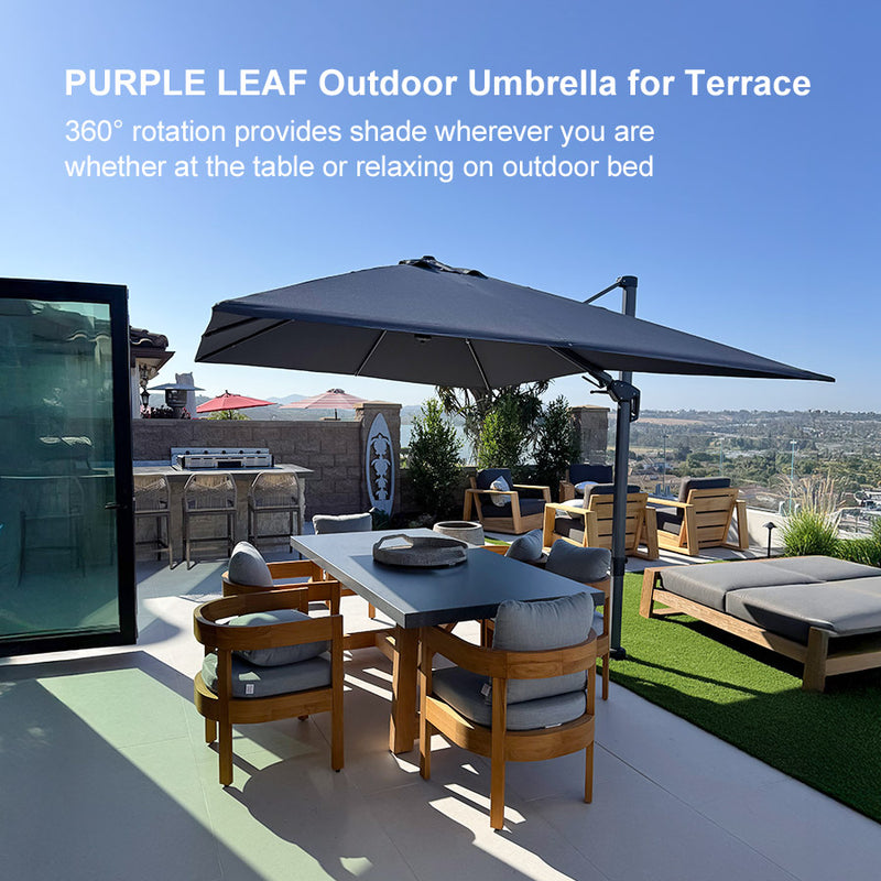 PURPLE LEAF Affordable Patio Umbrella Swivel Left-Right Tiliting Cantilever Umbrella