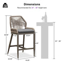 Clearance - PURPLE LEAF Patio Sunbrella Bar Stools Rattan Bar Aluminum Bar Stool Outdoor Barstools with Back and Cushion for Garden Kitchen Island