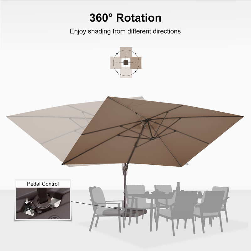 PURPLE LEAF Patio Cantilever Umbrella with Aluminum Offset Hanging for Pool Garden Deck