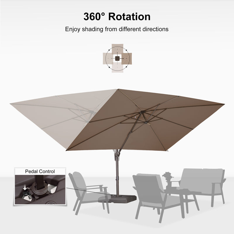 PURPLE LEAF Patio Cantilever Umbrella with Aluminum Offset Hanging for Pool Garden Deck
