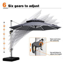 【Outdoor Idea】PURPLE LEAF Porch Umbrellas, Outdoor Patio Umbrella with Base, Grey
