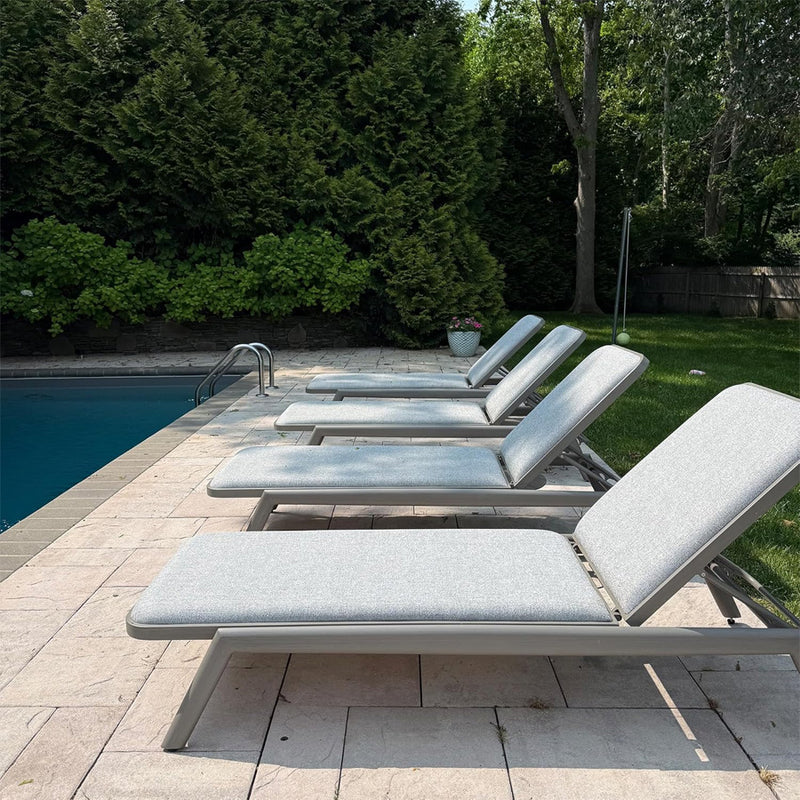 PURPLE LEAF Patio Chaise Lounge Outdoor Set of 2 with Cushion Aluminum Tanning Chair Lounge Adjustable Reclining Set