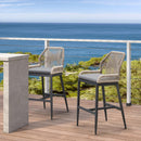 Clearance - PURPLE LEAF Patio Sunbrella Bar Stools Rattan Bar Aluminum Bar Stool Outdoor Barstools with Back and Cushion for Garden Kitchen Island