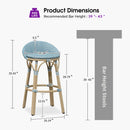 PURPLE LEAF Patio Oversized Backrest Bar Height Stool Set of 2 Outdoor Round Barstools Aluminum Frame Woven Rattan for Indoor Kitchen Dining Bistros Cafe Restaurant
