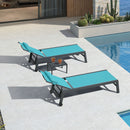 PURPLE LEAF Outdoor Lounge Chair Patio Chaise Pool Lounger Aluminum Frame with Side Table and Wheels for Outside Sunbathing Tanning Recliner Including Pillows