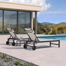 PURPLE LEAF Outdoor Lounge Chair Patio Chaise Pool Lounger Aluminum Frame with Side Table and Wheels for Outside Sunbathing Tanning Recliner Including Pillows
