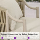 PURPLE LEAF Outdoor Lounge Chair, Patio Chaise Lounge with Cushioned Seat & Supportive Armrests, Ergonomic Aluminum Pool Lounge Chairs for Backyard Deck Poolside, Teak