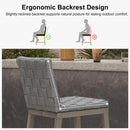 PURPLE LEAF Outdoor Counter Height Stools Set of 2, PU Leather Patio Bar Set with Aluminum Frame, Bar Chairs for Poolside, Garden, Kitchen Island