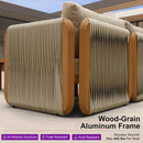 PURPLE LEAF Byron Enclosed Modular Outdoor Sectional with Wide-Band Woven Design and Wood-Grain Aluminum Frame for Luxury Backyard Lounge