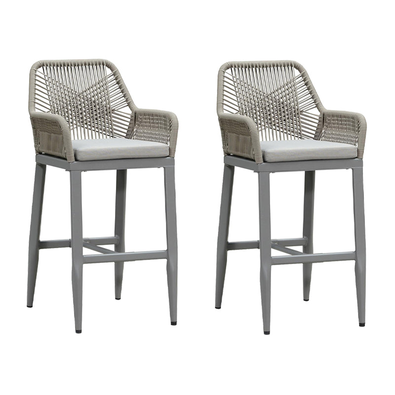 PURPLE LEAF Modern Bar Stools Set of 2, Aluminum Bar Stool with Cushion for Indoor and Outdoor, Kitchen Island
