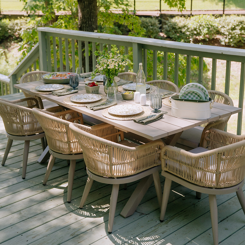 PURPLE LEAF 10/8/6 Pieces Outdoor Dining Set with Patio Aluminium Dining Table Rattan Chairs for Kitchen Champagne