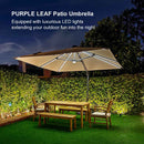 PURPLE LEAF Affordable Patio Umbrella with Lights 10ft Swivel Tiliting Outdoor Umbrella