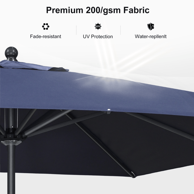 PURPLE LEAF Aluminum Patio Table Umbrella Heavy Duty Market Umbrella with Base