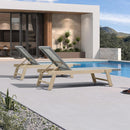 PURPLE LEAF Extra Large Patio Chaise Lounge French Outdoor Wicker Lounger Matte Teak Aluminum Frame 771LBS Capacity PE Rattan Adjustable Backrest for Pool Garden Beach Backyard