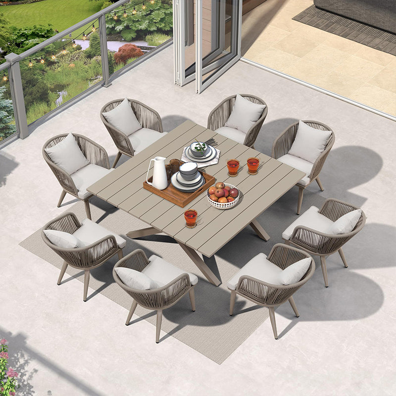 PURPLE LEAF Patio Dining Sets Aluminum Frame and Handwoven Wicker Chairs Set for Garden Deck, Cushions and Pillows included