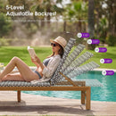 PURPLE LEAF Outdoor Teak Chaise Lounge Chair, Wood Grain Aluminum Outdoor Pool Lounge Chairs with Adjustable Backrest, Breathable Recliner for Patio, Poolside, Garden