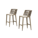 PURPLE LEAF Outdoor Bar Stools Set of 2 for Overweight Wicker Rattan Patio Barstools Woven Modern Bar Chairs with Backrest and Cushions for Garden Outside
