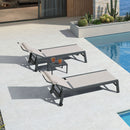 PURPLE LEAF Outdoor Lounge Chair Patio Chaise Pool Lounger Aluminum Frame with Side Table and Wheels for Outside Sunbathing Tanning Recliner Including Pillows