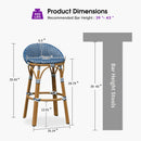 PURPLE LEAF Patio Oversized Backrest Bar Height Stool Set of 2 Outdoor Round Barstools Aluminum Frame Woven Rattan for Indoor Kitchen Dining Bistros Cafe Restaurant