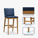 PURPLE LEAF Outdoor Counter Height Stools Set of 2, PU Leather Patio Bar Set with Aluminum Frame, Bar Chairs for Poolside, Garden, Kitchen Island