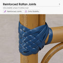 PURPLE LEAF Patio French Counter Stool Set of 2 Outdoor Backrest Barstools Aluminum Frame Woven Rattan for Indoor Kitchen Garden Balcony Restaurant