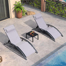 PURPLE LEAF Patio Chaise Lounge Set Outdoor Beach Pool Sunbathing Lawn Lounger Recliner Chair Outside Chairs with Side Table Included