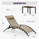 PURPLE LEAF Outdoor Chaise Lounge Chair  Patio Pool Lounger Bronze Aluminum Chairs with Side Table Adjustable Tanning Recliner for Outside Backyard Yard Deck Balcony Beach