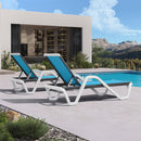 PURPLE LEAF Patio Chaise Lounge Plastic Pool Outdoor Lounge Chair with Aluminum Frame Stackable Patio Tanning Chairs for Poolside Sunbathing Beach Deck Yard