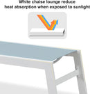 PURPLE LEAF Outdoor Chaise Lounge Chairs Set of 2 White Aluminum Lounge Chair Five-Position Adjustable Chaise with Wheels and Table for Pool Deck Patio