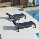PURPLE LEAF Outdoor Lounge Chair Patio Chaise Pool Lounger Aluminum Frame with Side Table and Wheels for Outside Sunbathing Tanning Recliner Including Pillows