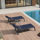 PURPLE LEAF Outdoor Lounge Chair Patio Chaise Pool Lounger Aluminum Frame with Side Table and Wheels for Outside Sunbathing Tanning Recliner Including Pillows